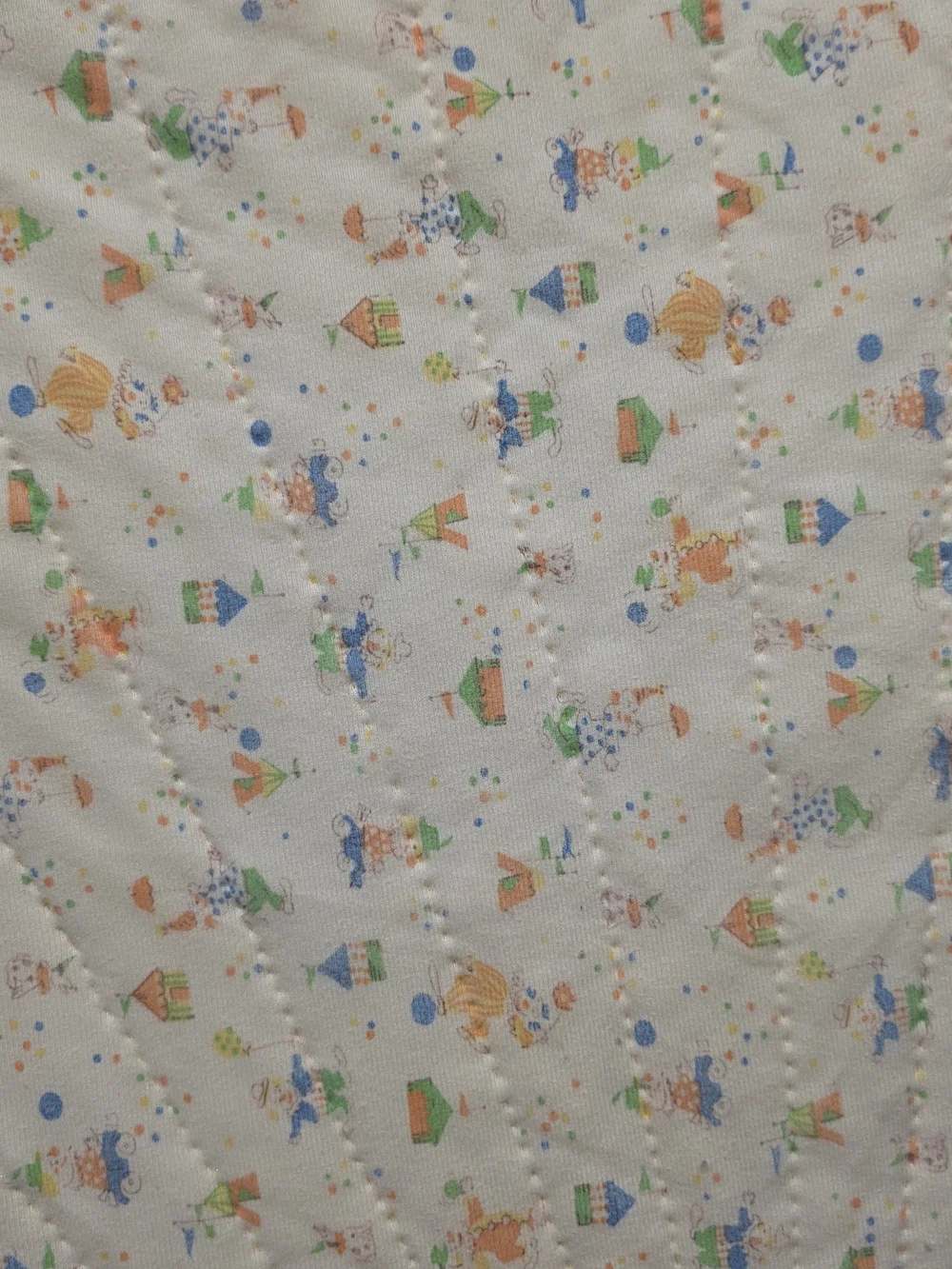 Vintage Handmade Teddy Bear Crib Quilt Blanket - Yellow Gingham